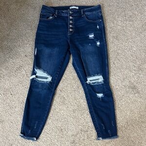 KanCan Dark Blue Distressed Skinny Jeans